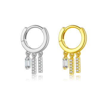 Sterling Silver Zircon Hoop Earrings | Minimal Jewelry