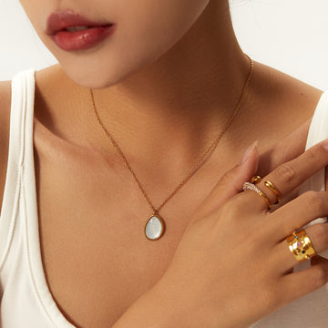 Opal Malachite Dew Drop Necklace