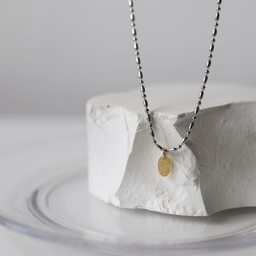 English Letter Geometric Ellipse Necklace